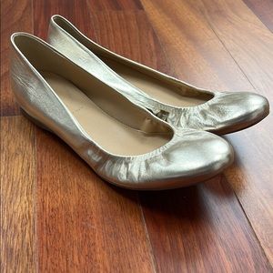 Gold leather ballet flats never worn size 7 J.Crew